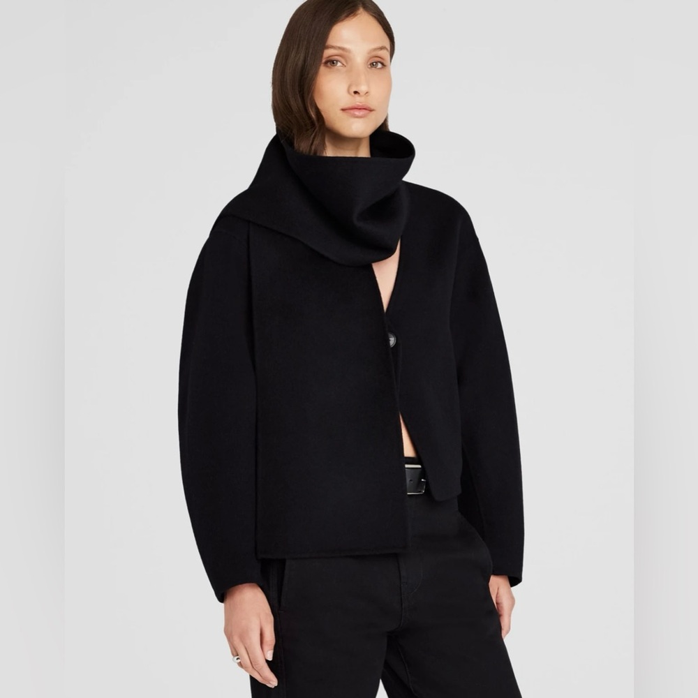 Club Monaco Double-Faced Cropped Scarf Jacket